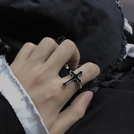 cincin hitam cicin cicin lelaki Retro Black Large Cross Open Ring Ladies Gothic Fashion Alloy Men Ha