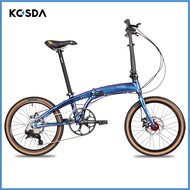 Kosda 20-Inch Aluminum Alloy Ultra-Light Portable Variable Speed Disc Brake Female Adult Lightweight Foldable Bicycle