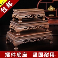 Redwood Carved Crafts Buddha Statue Base Chicken Wing Wood Rectangular Vase Stone Base Solid Wood St