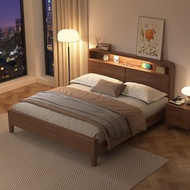 Nordic Walnut Wooden Bed Frame Storage Bed Frame Super Single Bed Frame Queen Bed Frame King Bed Fra