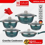 BITOFI GERMANY Granite Plus 12 PCS Cookware Set Non-Stick Granite Kitchen Cookware Periuk Anti Lekat