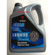 Minyak Gear Oil VENOS Synthetic Blended SAE 80W-90 API GL-5 LSD Gear Oil - 4 Liter