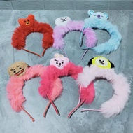 BTS BT21 Pompom Fur Headband - BT21 character children's headband with soft fur - BT21 character chi