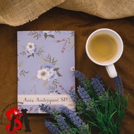 UNGU Custom Notebook Name A5 Notebook Purple Flower MotifHARD COVER Diary Aesthetic Cute Stationary 