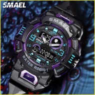 SMAEL Man Military Digital Waterproof Watch Black Purple LED Watches  Fashion Dual Time Display C806