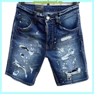 2025 Spring Summer DSQUARED2 Jeans Shorts D2 Cropped Pants Trendy Men Washed Frayed Patch Paint Slim