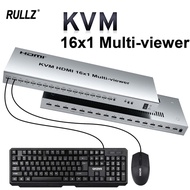 1080P 16x1 USB KVM HDMI Multi-viewer Support Mouse Keyboard 16 In 1 out Seamless Switch 8 view modes