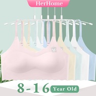 5pcs 【 25-65kg 】 Girls' Bra Kids White Tank Top Underwear Ice Silk Seamless Bra for 8-16 Year Old Mi