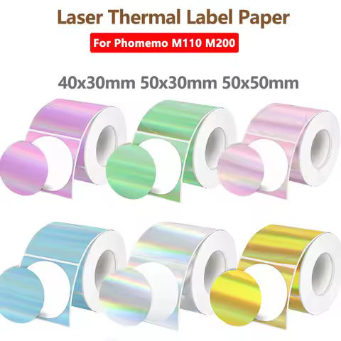 50x50 New Thermal Label Printer Sticker Self-Adhesive Color Laser Thermal Paper Suit for Phomemo M11