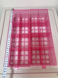 【清櫃平甩】桃紅色分隔桌面整理盒 / 飾品文具收納盒（一組兩個）
