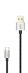ion - 20cm 短線 3A高速傳輸 USB 3.1 Type C 數據充電線–大空灰 (金屬系列編織線)