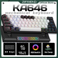 IN 【Deliver Days】 ZIFRIEND Za646 Ka646 63 Keys Nical Keyboard Wired 60% Layout Mini Gaming Keybo
