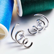 SWAN - Ribbon Earring ต่างหูเงินแท้ ฝั่งเพชร cubic zirconia แมตช์ง่าย ลุคไหนก็รอด โบว์เดียวเอาอยู่