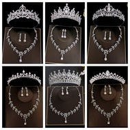 Bridal Jewelry Set ( Tiara + Necklace + Earrings ) Crystal Wedding Bride Accessories Luxury Crystal 