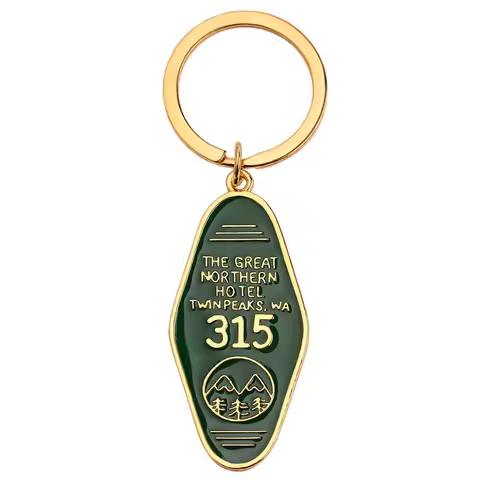 Twin Peaks the Overlook Hotel 237 Logo Metal Keychain Classic TV Show Accessory Unisex Motel Room Ke