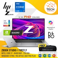 HP ZBOOK STUDIO / FIREFLY - CORE i7 / 64GB RAM & 1TB SSD / NVIDIA QUADRO / WIN 11 PRO / 4K DISPLAY