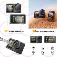 DJI Action4/ 3 保護貼 雙屏鏡頭運動相機屏幕保護膜配件 9H Tempered Glass Film Screen Cover Protector + Lens Protector fo