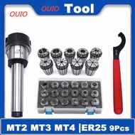 OUIO ER25 Collect MT2 MT3 MT4 ER25 Spring Clamps 15PCS MT2 ER25 M12 ER25 Collet Chuck Morse Cone Hol