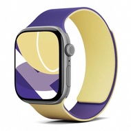【Sunsky Smart Store】 Two-tone Lychee-textured Magnetic Silicone Watch Band For Apple Watch 46mm / 49