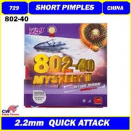 729 Friendship 802-40 Mystery 3 Short Pimples Table Tennis Ping Pong(READY STOCK)