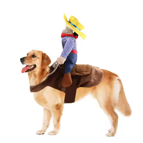 Dog Halloween Costume Cowboy Rider Outfit Puppy Dress Up Clothes Pet Cosplay Outfit Photo