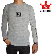 3SECOND GREY EMBROIDERED LONG SLEEVE 3SECOND DISTRO LONG SLEEVE T-SHIRT