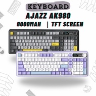 Ajazz AK980 Gasket Tri-mode Mechanical Keyboard with screen Papan kekunci