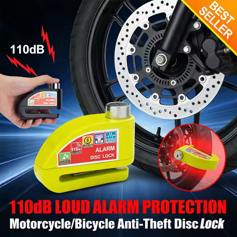 Anti-Theft Motorcycle Disc Brake Lock with Alarm Waterproof Security Lock Aluminum Alloy Heavy Duty 