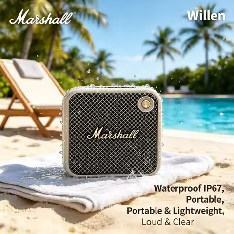 Marshall Willen Wireless Stereo Bass IP67 Waterproof Outdoor Portable Mini Speaker Bluetooth 15H Bat