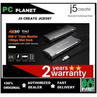 J5create JCD397 11-in-1 Elite USB-C Triple-Monitor 4K60 10Gbps Mini Dock, Dok mini USB-C Support Triple 4K display, RJ45