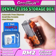 Automatic Portable Dental Floss Dispenser Storage Box Refillable Dental Floss Picks Organizer With Push Button To Eject