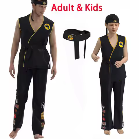Anime Game KOF Cosplay Costume Cobra Kai Val Armorr Karate Uniform Taekwondo Clothing for Man Kids G
