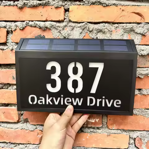 Custom House Sign LED Backlight Solar House Number Outdoor Solar Address Sign Name Plate Apartment s