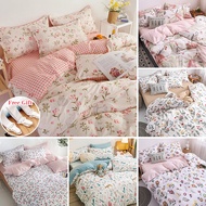 【4 in 1 Bedding Set】 Fitted Bedsheet &amp; Quilt Cover Set with Pillowcase Single/Super Single/Queen/King Size