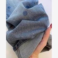 Quần Jeans Ống Thẳng Rộng Cạp Cao Thêu Hoa Cỏ Rose Quần Dài Dài Dáng Rộng Phong Cách Retro Cho Nữ Qu