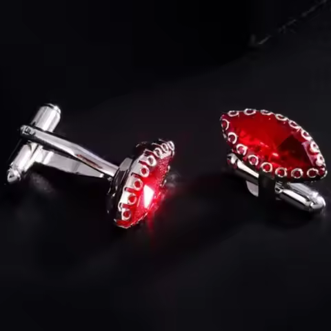 Men's Fashion Horseeye Cufflinks Stylish French Rhinestone Cuffs Eye Shape Super Sparkling Red Cryst
