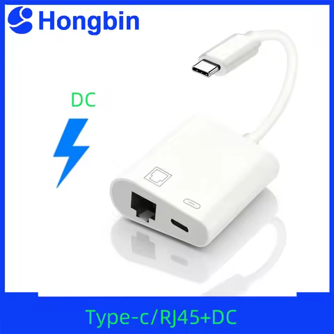 2-in-1 Type-C to Ethernet & PD Charging Adapter for Apple & Android Phones | Stable Network, No Inte