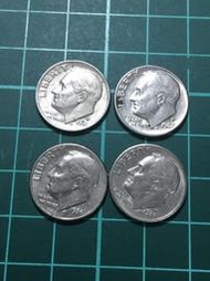 P1635⋯⋯美國硬幣 錢幣 10分！四枚合拍！1981年、1982、1986、1989年各1枚