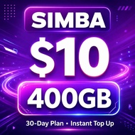 SIMBA (TPG) 400GB Data Plan & $10 Main Wallet Top Up | Mobile Recharge