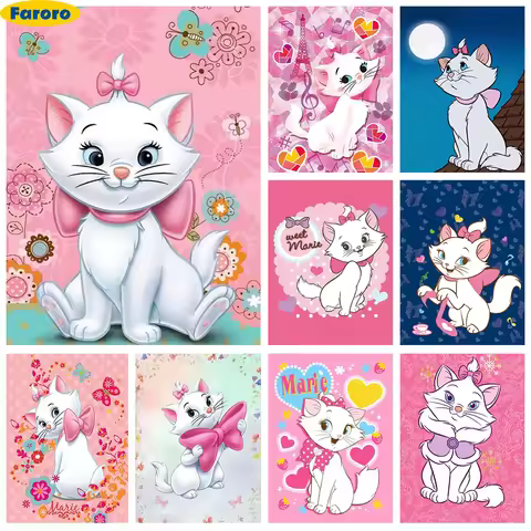 Marie Cat Diamond Painting Kit The Aristocats Poster Diy Diamond Embroidery Children's Hand Cartoon 