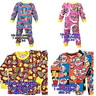 BORONG / WHOLESALE, BAJU TIDUR LENGAN PANJANG BUDAK SIZE 2-8 IKIDS, KIDS LONG SLEEVE PAJAMAS, 12 PASANG /1dz