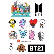 BT21 Theme Cake Topper Free Request Name/ BT21 Birthday Cake Decoration