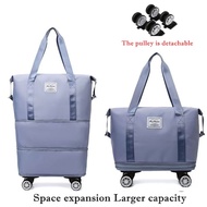 [8 Colors] Large Capacity Travel Wheels Bag Foldable Trip Luggage Bag Expandable Portable Waterproof