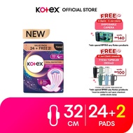 Kotex Total Protection Overnight Wing Pad 32cm (24s+2s) - Sanitary Pad that prevents up to 100% No B