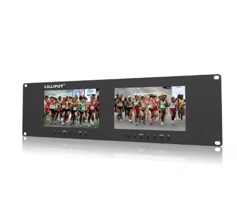 lilliput RM-7024 Dual 7 inch 3RU rackmount monitor 2x 7" 800x480 LED LCD Displays 140/120° (H/V) Vie