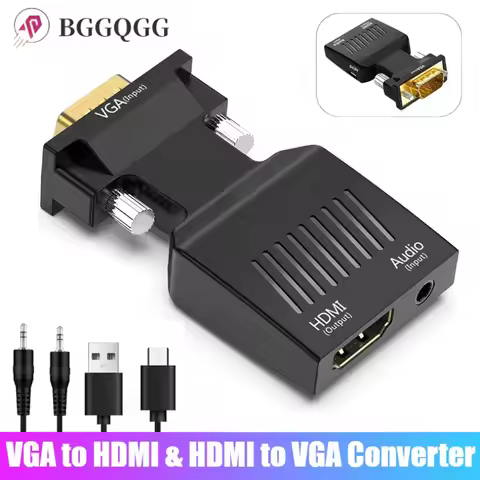 BGGQGG VGA to HDMI-compatible Adapter Converter 1080P HDMI to VGA Adapter For PC Laptop to HDTV Proj