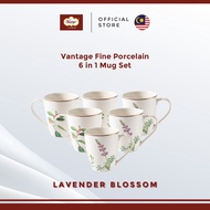 Vantage Fine Porcelain Lavender Blossom Mug Set (6pcs Tableware)
