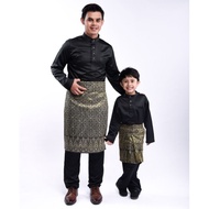 Sampin Budak BLACK GOLD Samping songket tenun instant hitam sulam emas for Raya kids / Baby Clothing