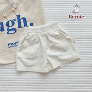 Đồ bộ áo phông in gấu cộc tay và quần sọt đùi kaki linen mềm cho bé trai bé gái BERNIE 1 đến 7 tuổi