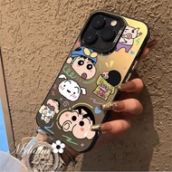 Casing for iPhone 11 12 13 14 15 Pro Max 7 8Plus Xs Max X Xs Xr Cute Cartoon Crayon Shin-chan Couple Phone Case Double Layer Frosting Anti-Fall Cover